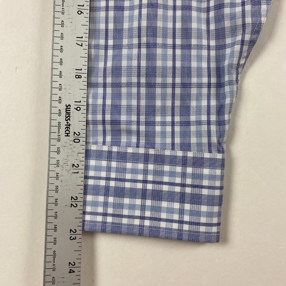 NWT Hickey Freeman Contemporary Fit Shirt Mens 17  32/33 Navy Check Pima Cotton - Picture 15 of 15